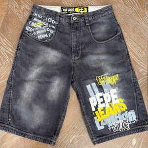 Pepe Jeans Washed Black Denim Skater Shorts Jorts
